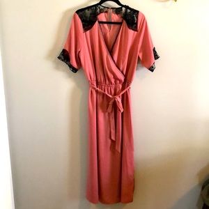 Who what wear pink dress with lace trim